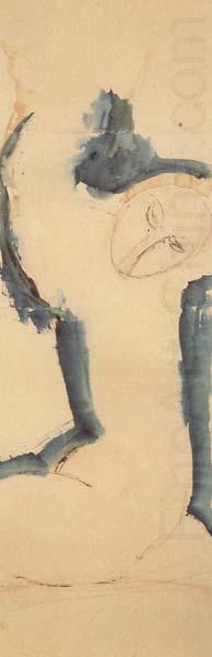 Cariatide rose au bord bleu (mk38), Amedeo Modigliani